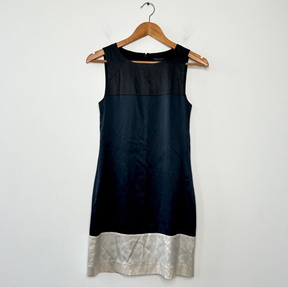 THEORY Silk Dress Womens Size 0 Colorblock Career Event Holiday Cocktail Capsule - Picture 2 of 8